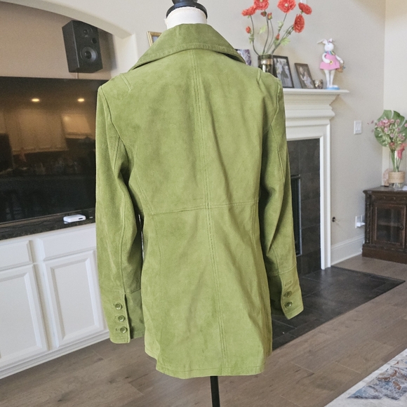BERNARDO leather suede   green  jacket M - Picture 7 of 13